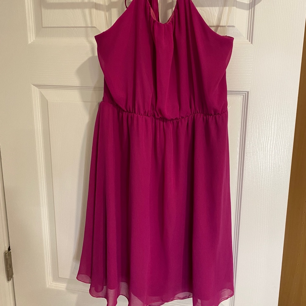 •2/$25• Final Touch Fuchsia Halter Dress Size Medium - Picture 2 of 4
